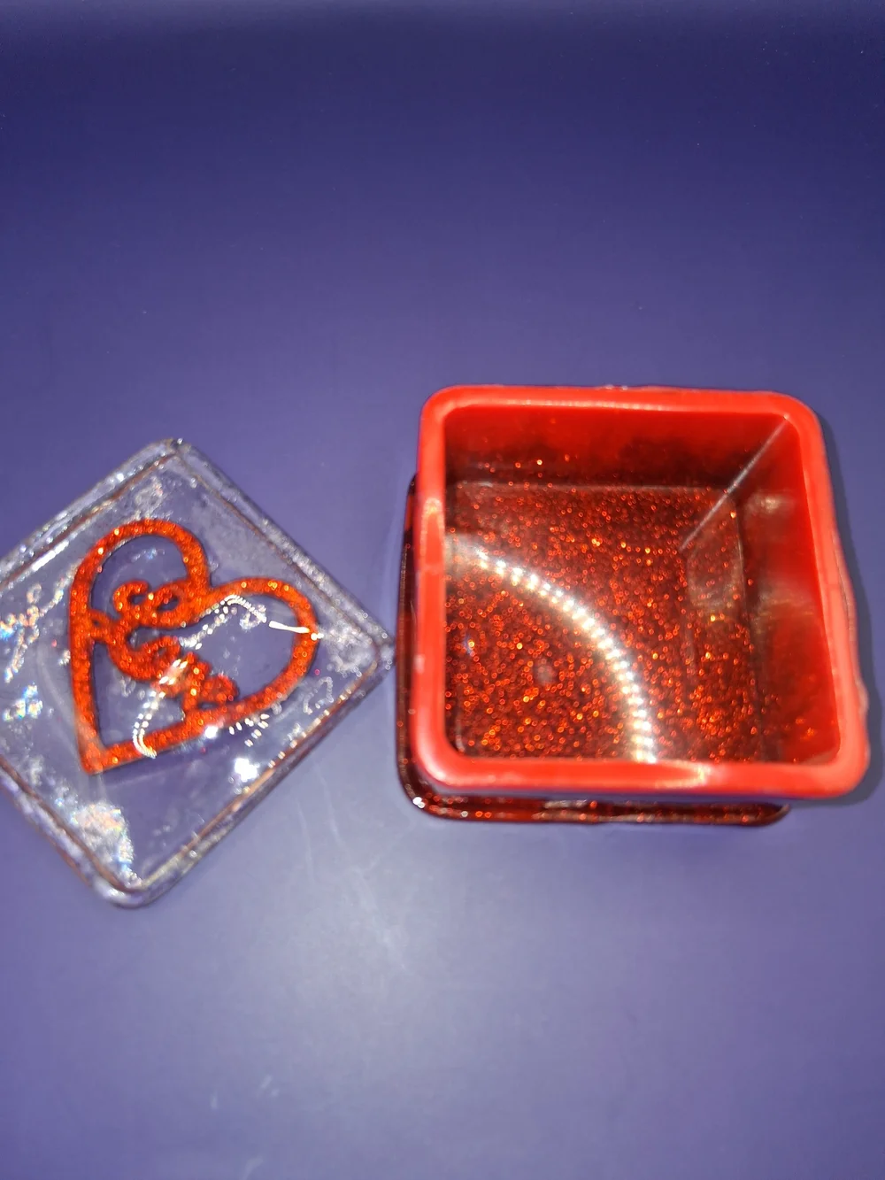 Handmade Red And Black Trinket Box with Heart Motif